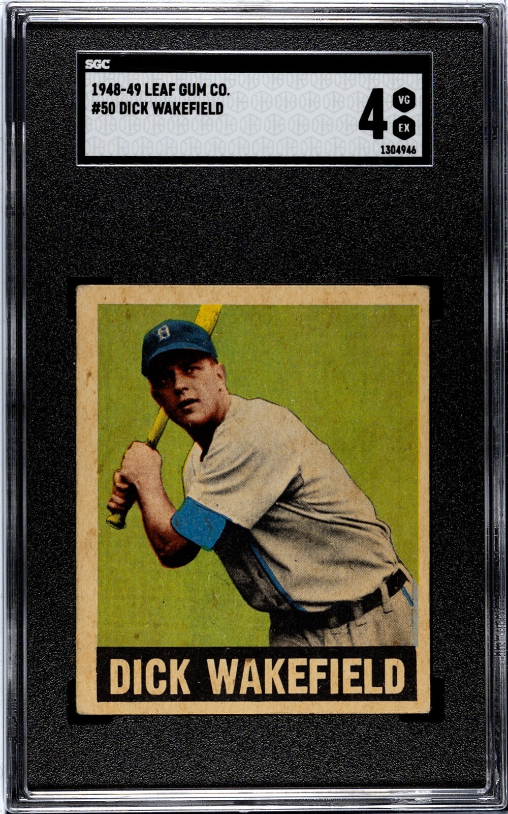 1948-49 Leaf DICK WAKEFIELD Detroit Tigers #50 SGC 4 VG/EX Condition