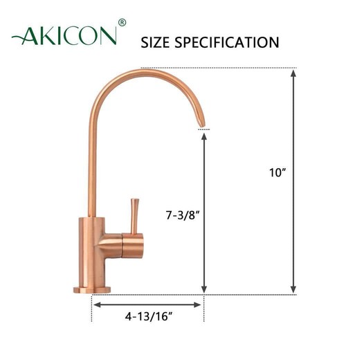 Akicon Drinking Fountain 1/4" x 4.8" x 7.5" Single Water Faucet OneHandle Copper - Picture 8 of 8