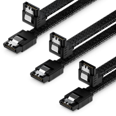 3x SATA 3 Kabel 0,3m Nylon bis 6Gbit/s für PC HDD SSD Festplatte DVD Datenkabel