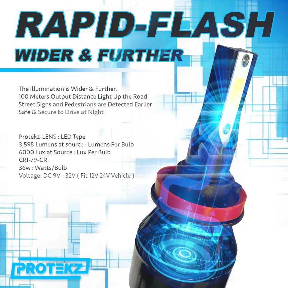 Kit de luces antiniebla LED Protekz H8 6000K bombillas para Infiniti M56 2011-2013 Foto 3 de 4