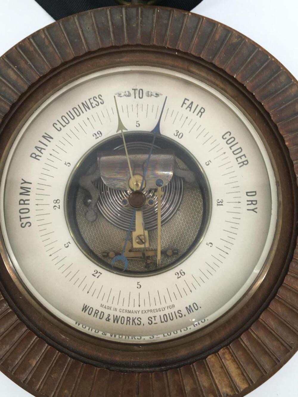 Antique Word & Works Barometer Weather Wood Framed Germany