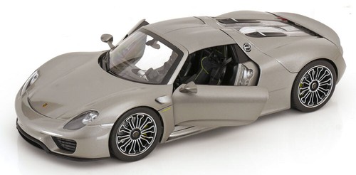 1:18 Welly Porsche 918 Spyder techo rígido 2012 gris metálico - Imagen 4 de 5