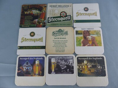 Lot of 9 different STERNQUELL Bier coaster bierviltje Bierdeckel E74 SOUS BOCK