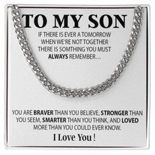 To My Son Cuban Chain Necklace, Sentimental gift for Son from Mom, Son Birthday