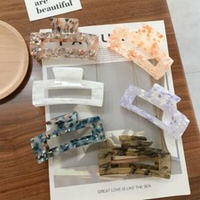 Large Hair Claw Women Hair Clip Marble Rectangle Print Barrette Ponytail Clamps
