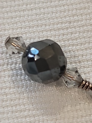 Perlen Ohrringe Handarbeit Sterling Silber 925 dunkelgrau Kristall facettierte Perlen - Bild 10 von 19
