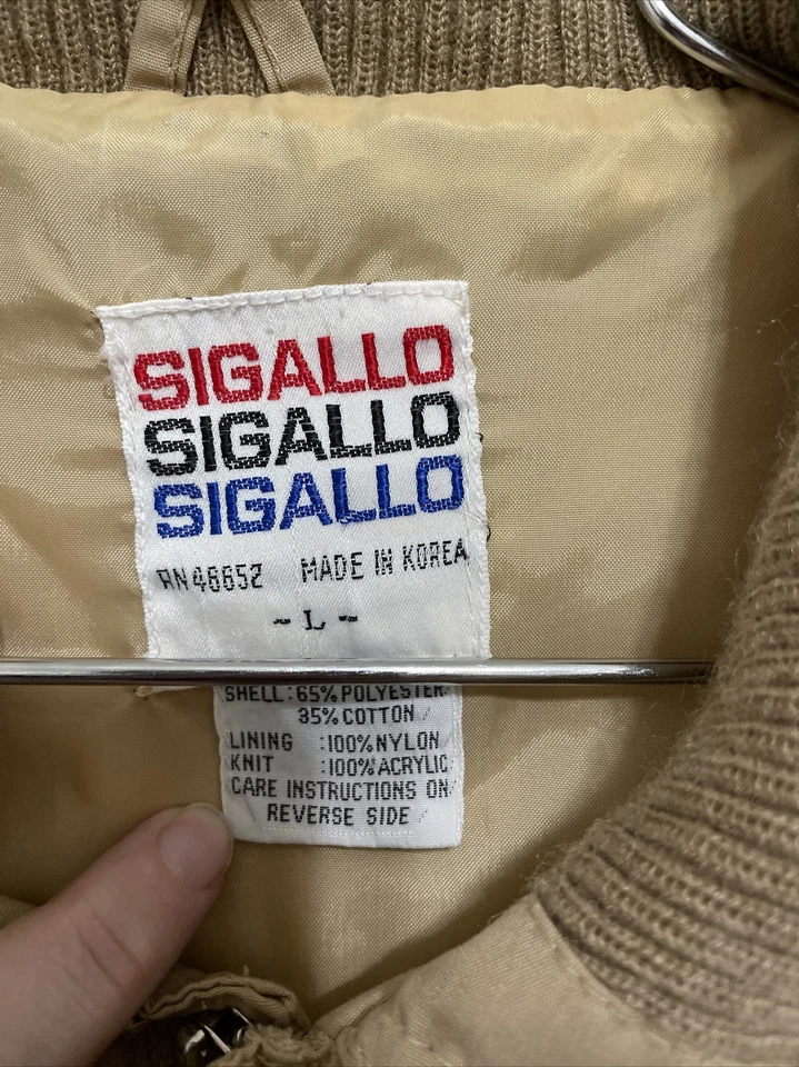 Abrigo de bombardero vintage SIGALLO retro para hombre con cremallera para miembros color tostado claro-años 70-80 talla L Foto 2 de 4