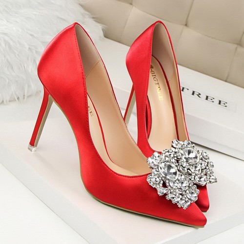 Scarpe da sposa decolte donna verdi raso punta strass tacco nuove - Foto 38 di 59