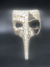 Crackle Gold Finish Zanni Plague Doctor Long Nose Molded Resin Mask - I1