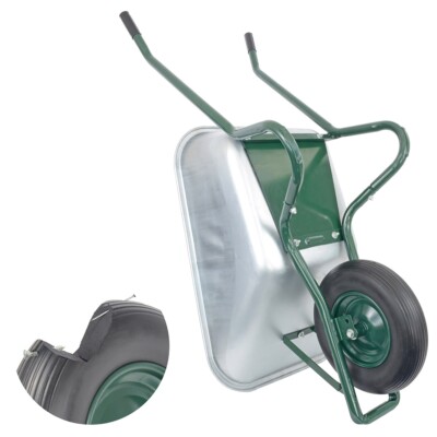 Matrix Schubkarre Profi 100l 250kg PU-Rad Bauschubkarre grün mit Bodenblech