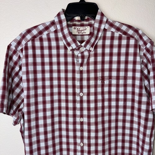 Original Penguin Dobby Short Sleeve Red Button Dress Shirt Mens XL Classic - Picture 2 of 7