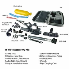 onn.™ Focus Action Camera Accessory Kit Essentials for GoPro® and others 16-Pcs