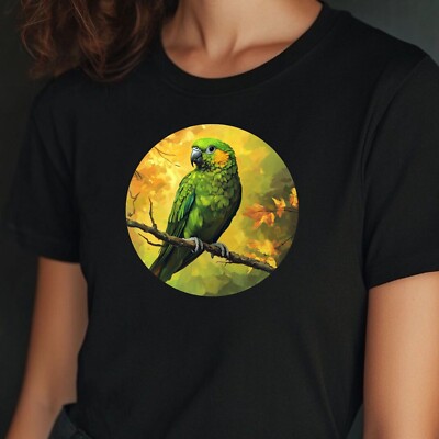 Women's Parrot Portrait Motif Cotton T-Shirt Size XS to 3XL
