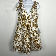 Eliza J Sun Dress Sz 6 Brown White Floral VNeck Knee Length A Line New