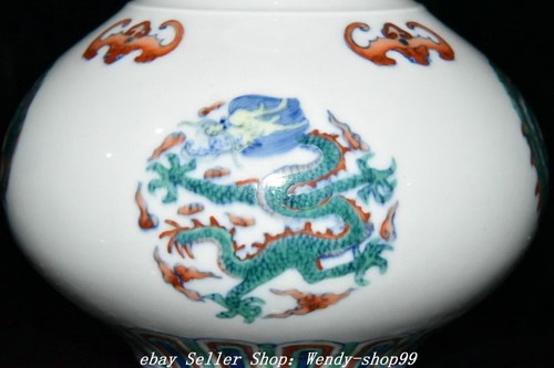 Usine Ancien vase bouteille porcelaine Chine dynastie Doucai dragon bête phénix motif oiseau