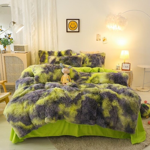 Shaggy Coral Fleece Warm Bedding Set Duvet Cover Pillowcases 3pcs Bedclothes - Picture 14 of 47