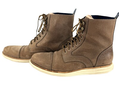 Cole Haan Lunargrand Lace Combat Cap Toe Boots Beige Suede  display picture 2