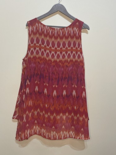 Cocomo Womens Size 26/28W Sleeveless Knit Tank Top Layered Abstract Pink Orange - Picture 7 of 9