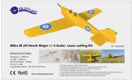 Miles M.2H Hawk Major 1/4 Scale Balsa Model Aircraft Full Kit - Valueplanes - Picture 11 of 12