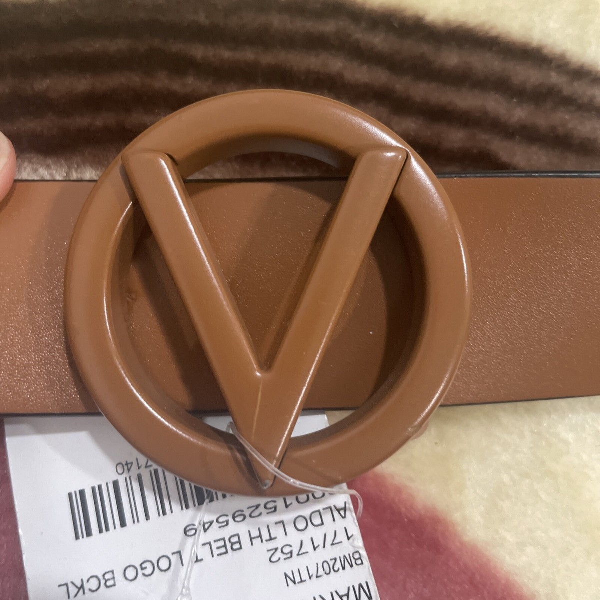 ‼️Mario Valentino Peach Logo Circle Buckle Leather Belt MARIO VALENTINO Italy Black Faux Leather Belt Circle Buckle  main image 2