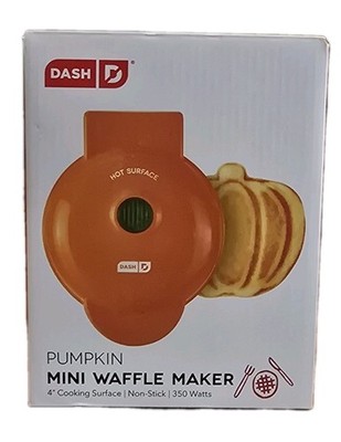 Dash Pumpkin Mini Waffle Maker 4'' Cooking Surface Non-stick   Perfect For Fall
