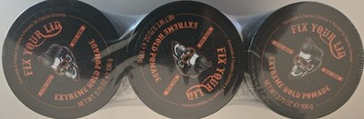 3PK Fix Your Lid Extreme Hold Pomade ~ Ultra Hold ~ High Shine ~ 3.75 FL OZ EACH