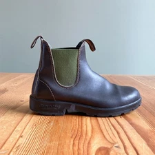 6.5 AU / 9-9.5 - Blundstone Stout Brown Green Leather Chelsea Ankle Boots 0519MK