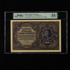 1919 Poland State Loan Bank 1000 Marek Pick#29 PMG 55 EPQ About UNC