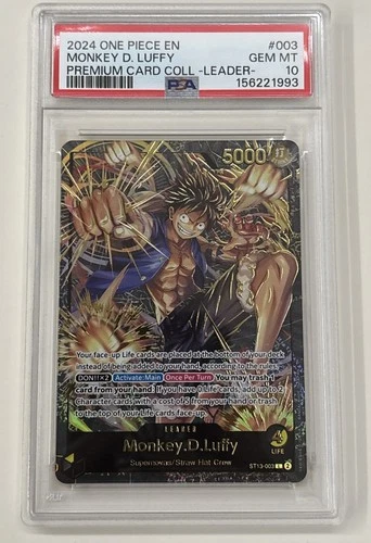 One Piece Monkey D. Luffy Premium Card Collection ST13-003 Leader Foil PSA 10