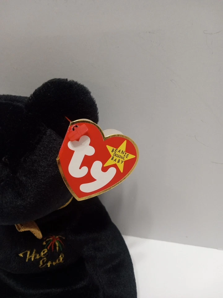 Ty Beanie Baby "THE END" Bear 1999 NEW with RARE Flat Tush Tag Errors  - Image 2 of 4