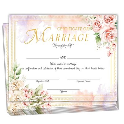 Floral Marriage Certificates, Wedding Certificate for Wedding Ceremony Propos...