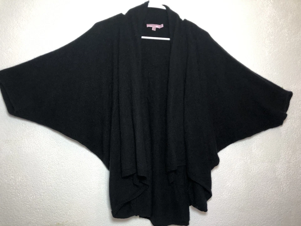 Cárdigan Suéter Negro Mujer CALYPSO St. Barth Tejido Cachemir Drapeado Abierto Foto 2 de 4
