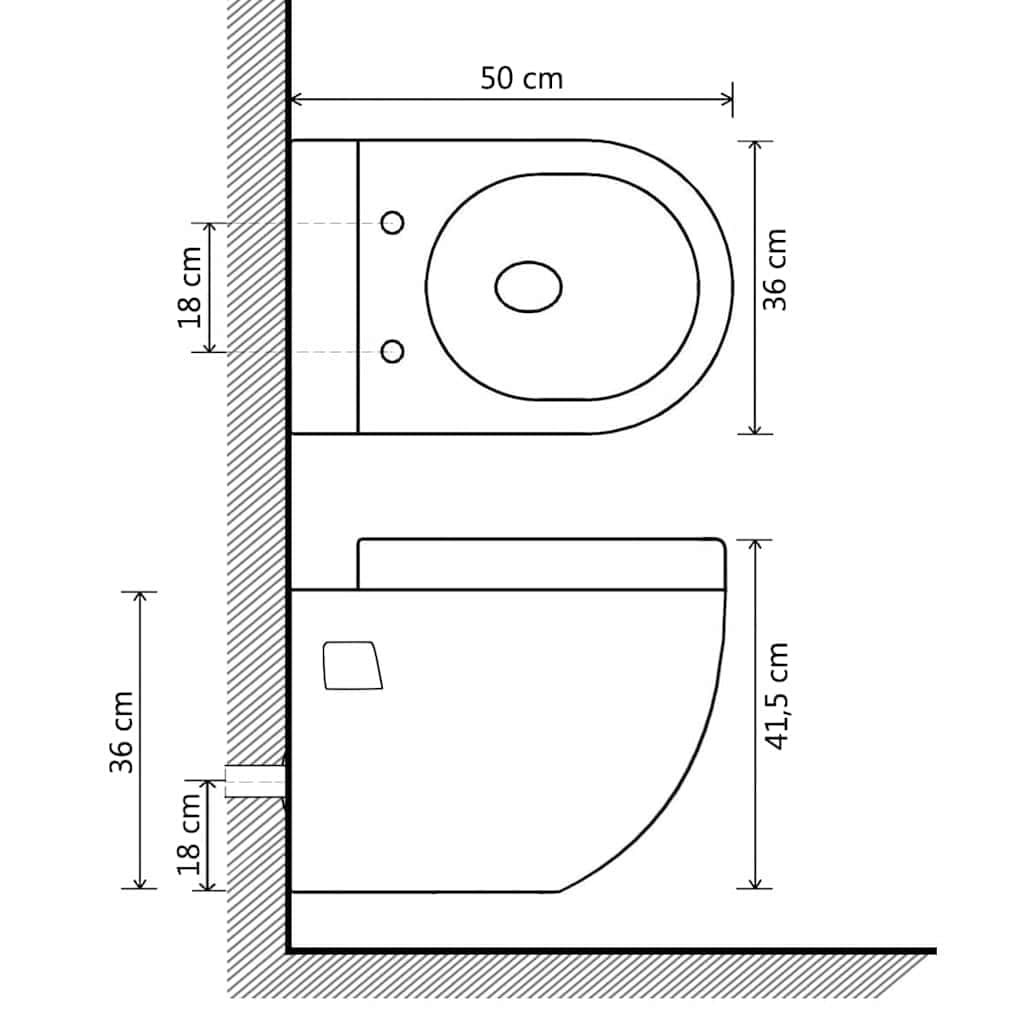 Cuvette WC Suspendu Noir Toilette Murale Céramique pour Rénovation Salle de Bains