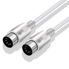 MIDI Cable 5 Pin DIN Male to DIN Male Connector Cable Plug Wire Cord White,5ft 