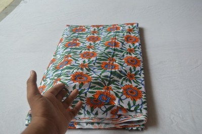 Floral Hand Printed 100%Cotton 7 Yard Fabric NO TARRIF CHARGES 100%    ZK-10