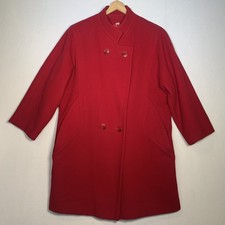 Vintage Worumbo Fabric by Forstmann 100 Wool Red Pea Coat Women  s Size 12 Flaws