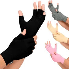 Rheumatoid Arthritis Gloves Fingerless Compression Wrap Hand Pain Relief Black