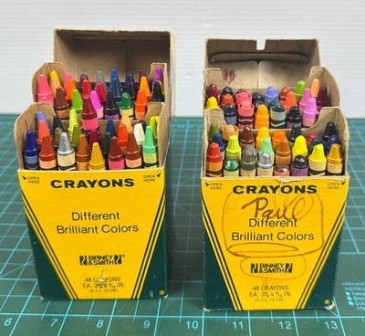 Vintage Crayola 48 Crayons Lot Of 2 Different Brilliant Colors USA Binney Smith
