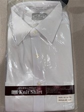 1970's Sears Men's Store Perma-Prest Polyester Knit Dress Shirt White 16 34/35