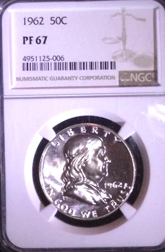 1962 FRANKLIN HALF DOLLAR 50C , NGC PF67
