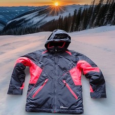 Obermeyer Ski Jacket Boys Size 14 Black Red Excellent Garmisch Insulated Hooded
