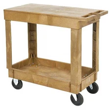 Utility Cart With Deep Lipped & Flush Plastic Shelves, Plastic, 500 Lb Load
