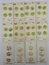 Lot of 12 Vtg Cards of Floral Multicolor Buttons- Scovill Dritz JHB Imports