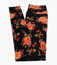 LuLaRoe Leggings TC Tall Curvy Floral BLACK CORAL BROWN Autumn Fall ROSE Stretch