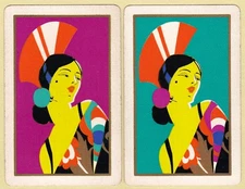 SWAP PLAYING CARDS - Vintage Deco American US UnNamed Pair Of Cards 