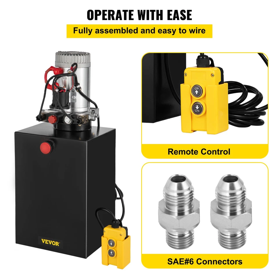 Bomba hidráulica de 20 cuartos de galón remolque de volteo de doble efecto 12 V unidad de potencia tanque de hierro Foto 4 de 4