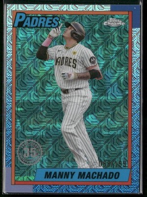 2025 Topps Series 1 1990 Chrome Mojo #71 Manny Machado Aqua 68/199