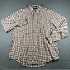 Nautica Button Down Shirt Mens L Gingham Check Long Sleeve Casual Dress Shirt