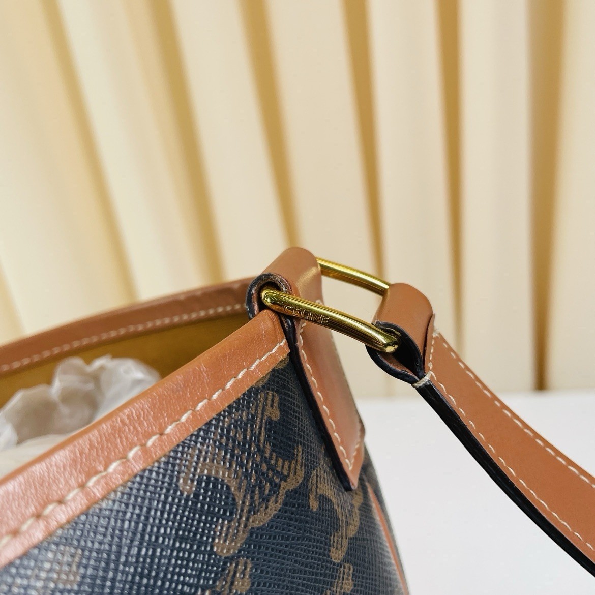 Authentic Celine Triomphe Monogram Bucket Bag – B… - image 4