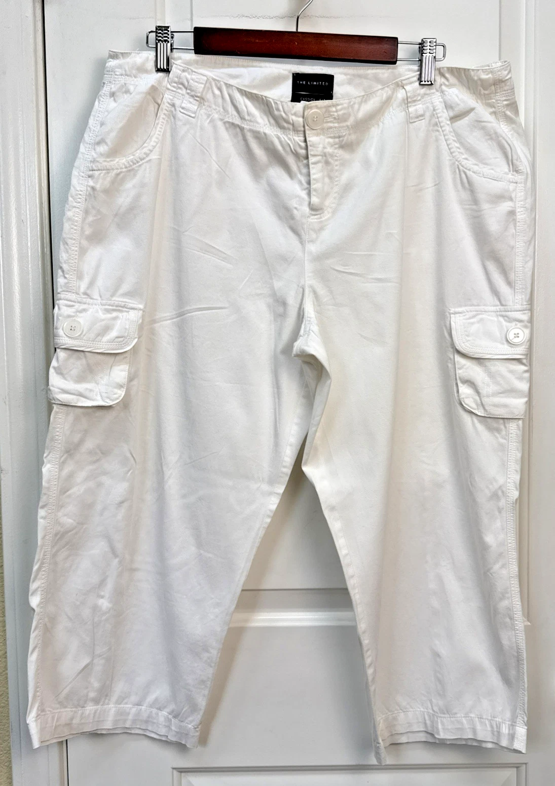 The Limited Pants Womens 14 Cassidy Fit White Cropped Capri Straight Y2K Pockets